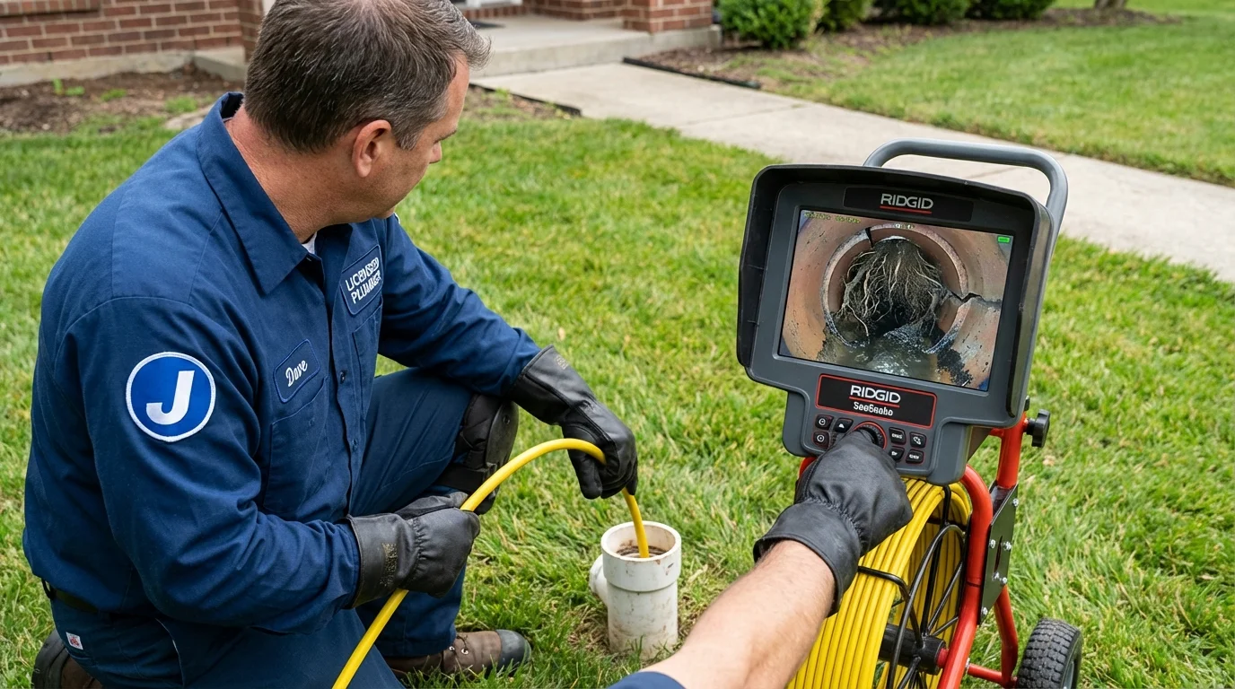 Sewer camera inspection being performed by Johns Plumbing LLC in Rankin
