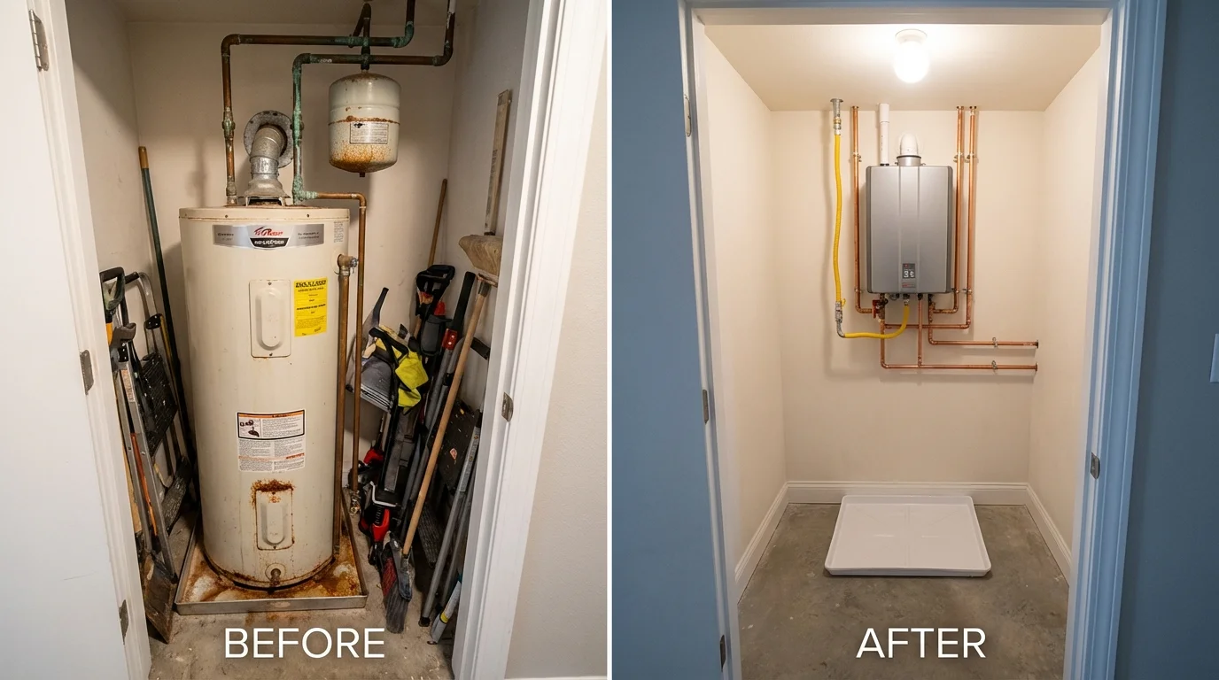 Tank water heater versus wall-mounted tankless unit comparison for Rankin, TX homeowners