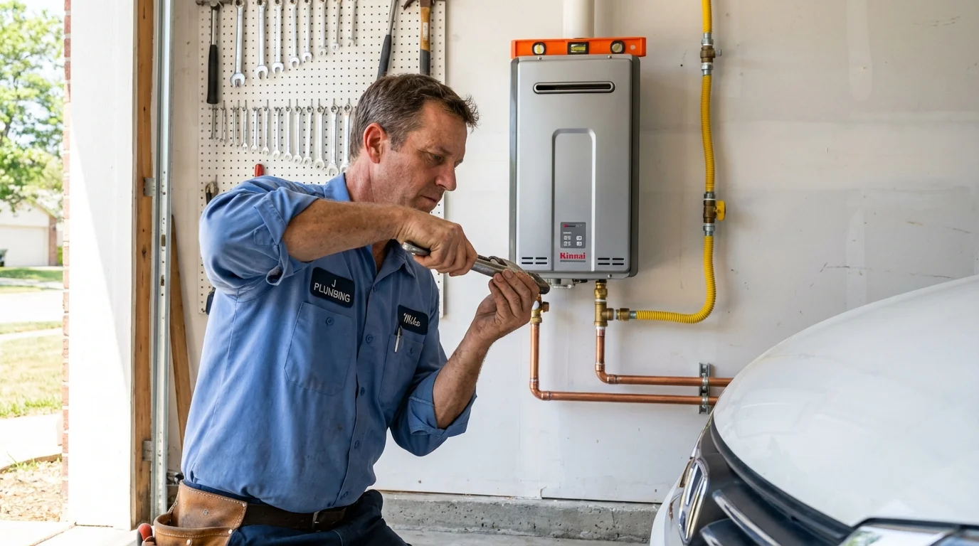 Tankless water heater installation by a Johns Plumbing LLC plumber in Rankin